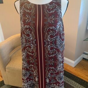 Max Studio Burgundy and Black Paisley Midi Dress